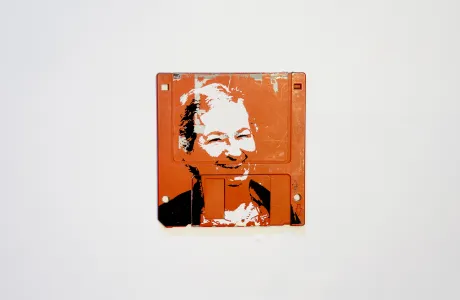 Ma - silk screen portrait on Floppy disk