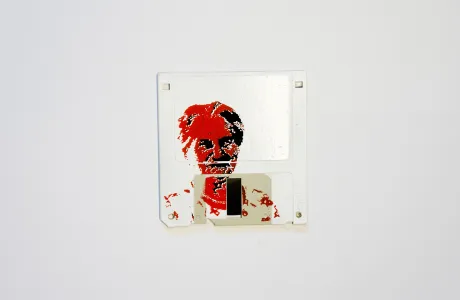 Frieda - silk screen portrait on Floppy disk