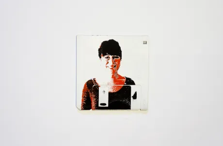 silk screened 3.5" floppy disk - artwork - Steffi