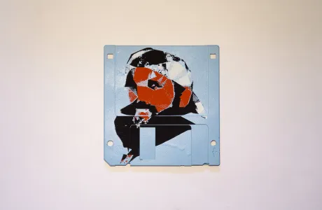 silk screened 3.5" floppy disk - artwork - Peter alternative version