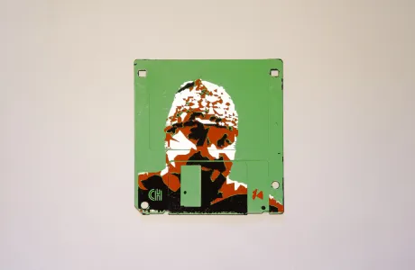 silk screened 3.5" floppy disk - artwork - Pekka II