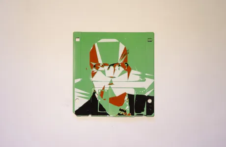 silk screened 3.5" floppy disk - artwork - Klaus II