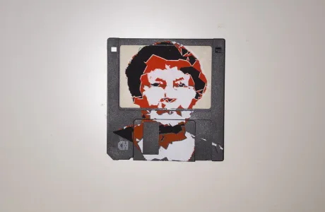 silk screened 3.5" floppy disk - artwork - Sirpa