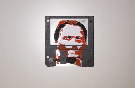 silk screened 3.5" floppy disk - artwork - Olaf Printmaster Guru 