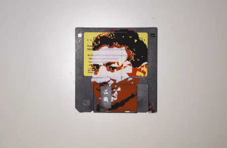 silk screened 3.5" floppy disk - artwork - TH Culhane, National Geographics explorer,#biogas Guru.