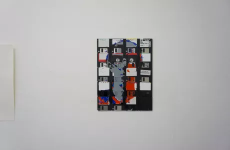 Dominik Jais self portrait - Silk screen on floppy disks - modern art