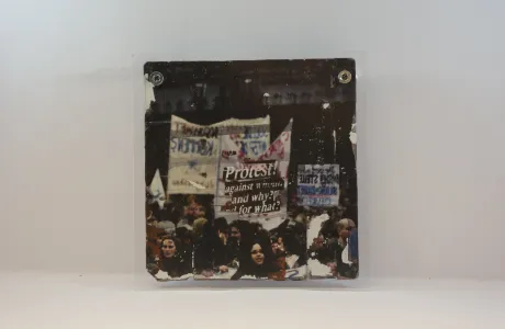 Protest - mixed media on 3.5" floppy disk - contemporary artwork