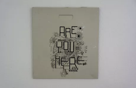 are you here? series by dominik Jais - pcb styled print on pc - contemporary abstract art